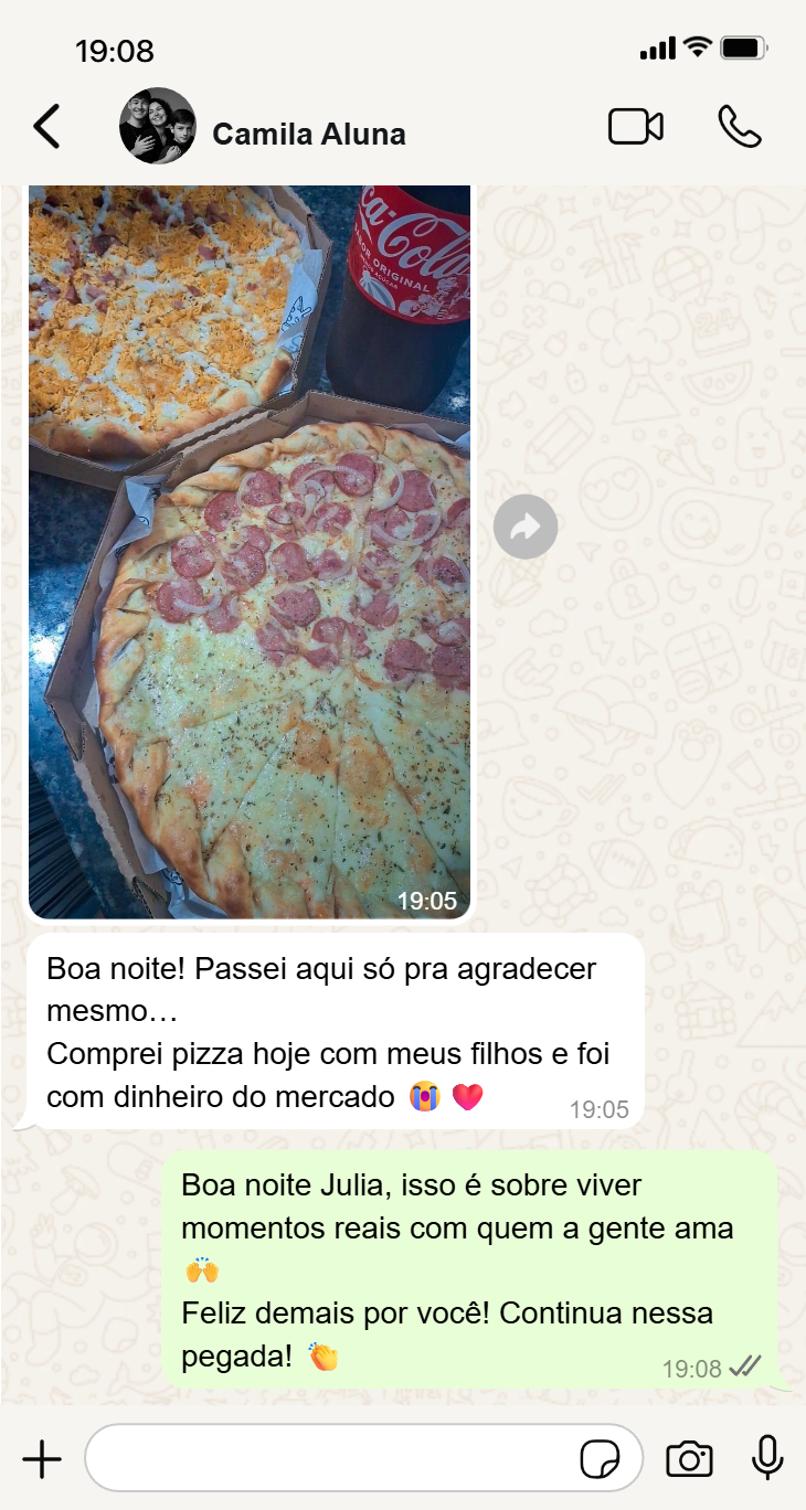 Depoimento de Julia - Comprando pizza com lucros do trading